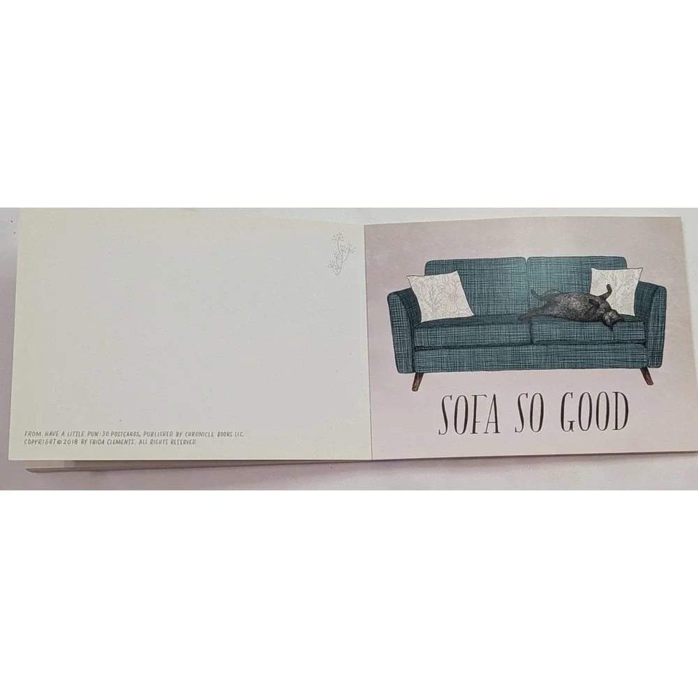 Chronicle Books Have a Little Pun Postcards Frida Clements Blue Excellent 30ct